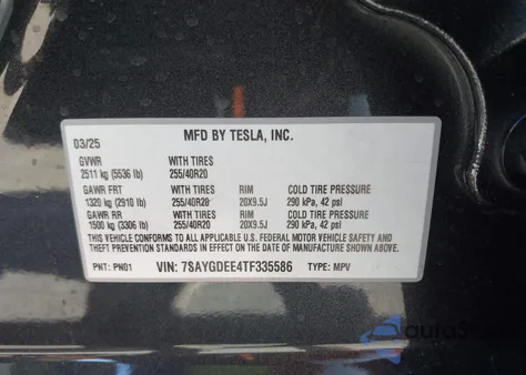 2026 Tesla Model Y Long Range Dual Motor All-Wheel Drive/Long Range Launch Series from USA, damaged, VIN 7SAYGDEE4TF335586